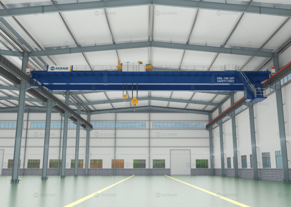 overhead crane in steel structure warehouse